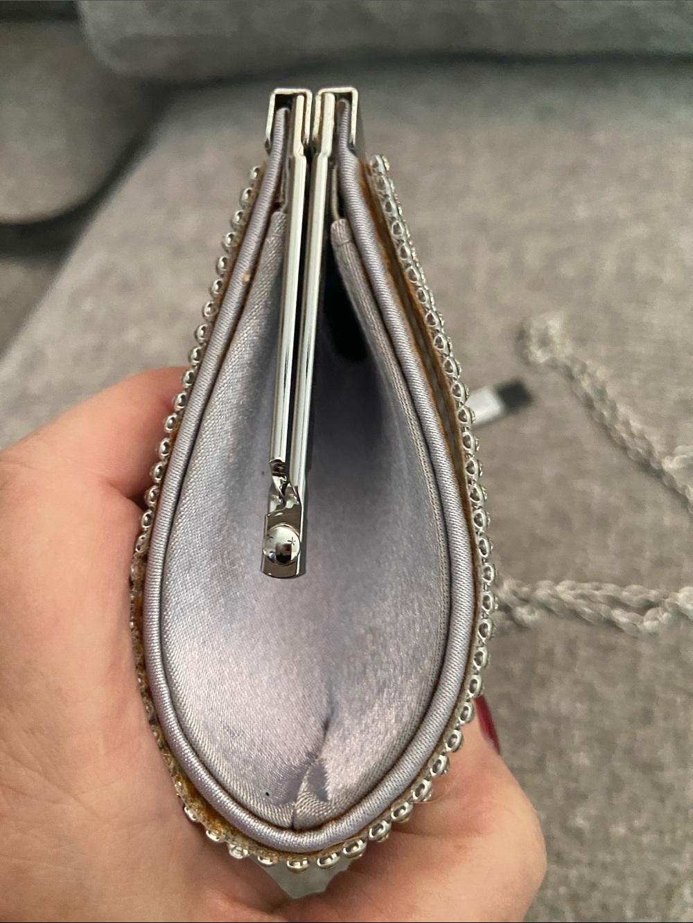 Charming Charlie Silver Rhinestone Chain Clutch - Picture 7 of 9